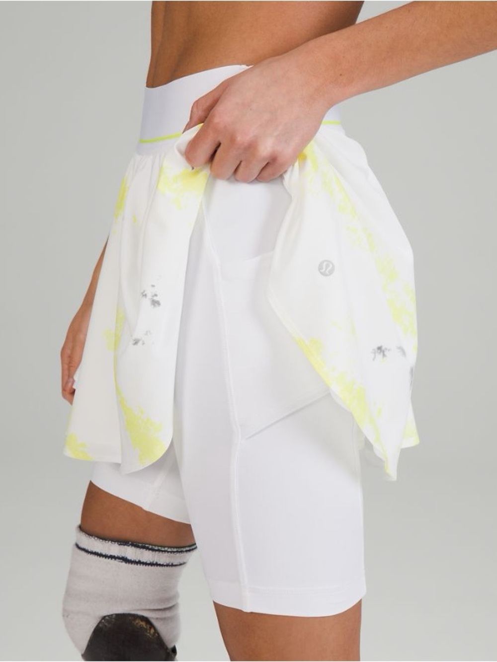 lululemon athletica White Skort with Neon Yellow Accents
